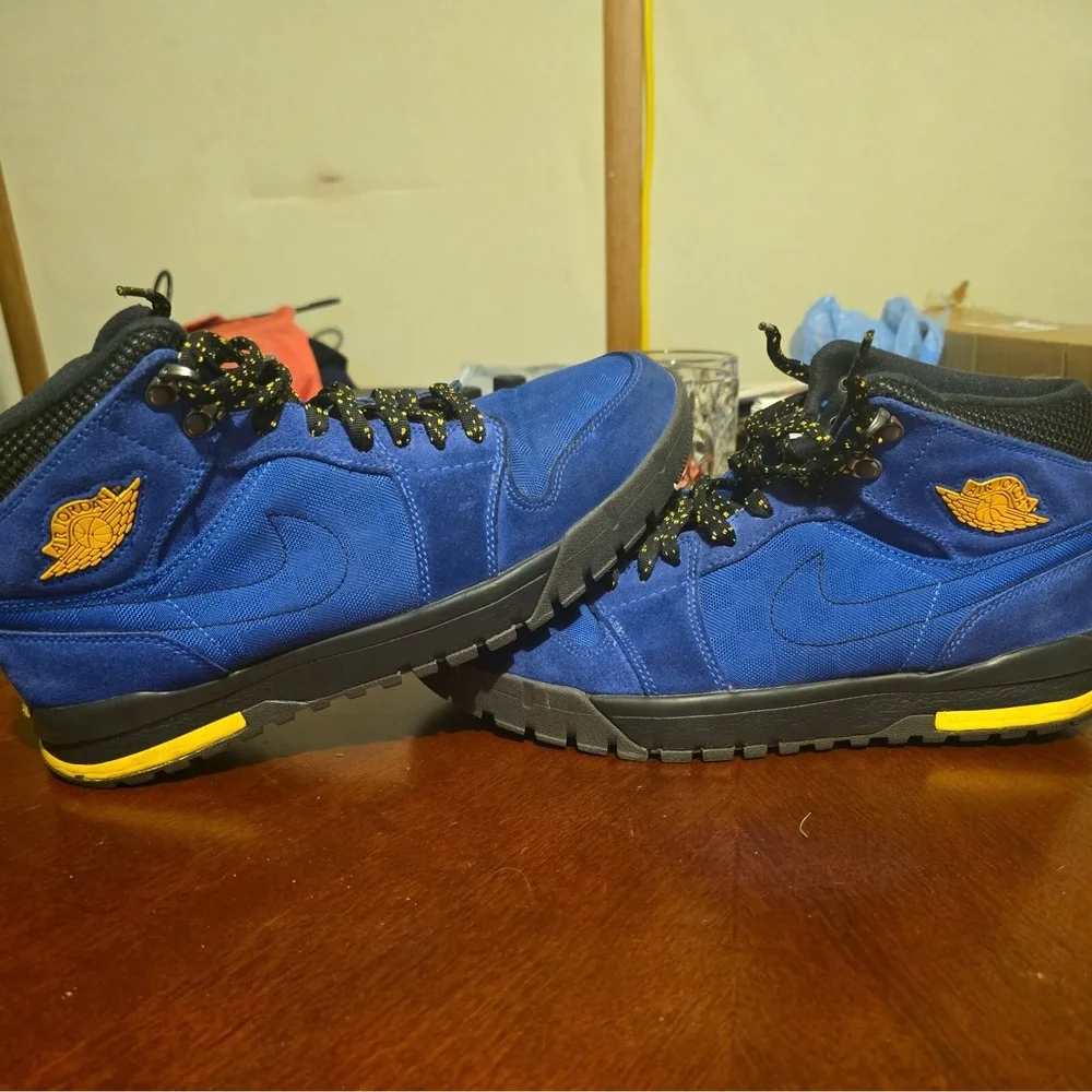 Nike Air Jordan 1 Retro LANEY OG Warriors Trek Boots Royal Blue Maize V5 Sz 10.5